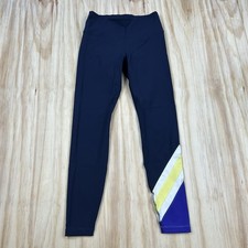 Tory Sport Leggings Womens M Blue Ankle Chevron Stripe High Rise Yoga Burch