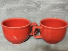 Retired HTF Fiesta Jumbo Soup Mugs Cups Scarlet 18oz Set (2) Homer Laughlin