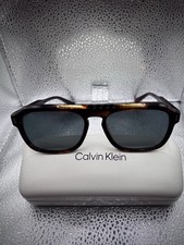 NIB Calvin Klein Men's CK24504S Tortoise Shell Navigator Sunglasses Case NEW