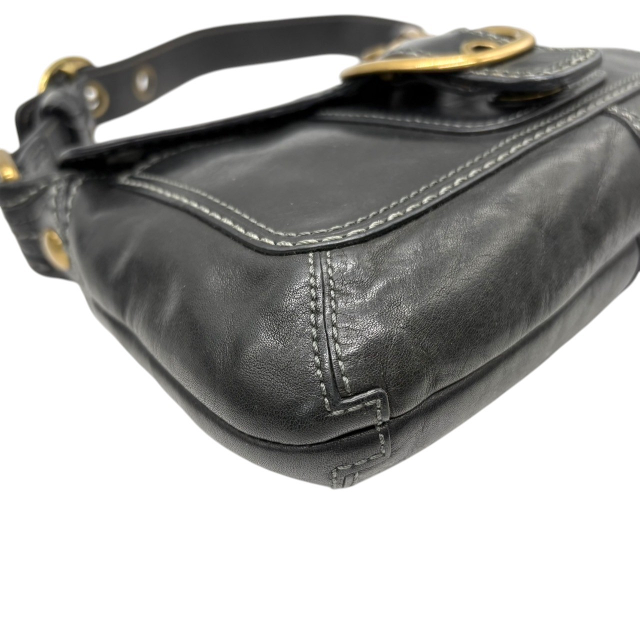 Authentic COACH Leather Handbag Shoulder Bag Black Gold Vintage 11427 i thumbnail 12