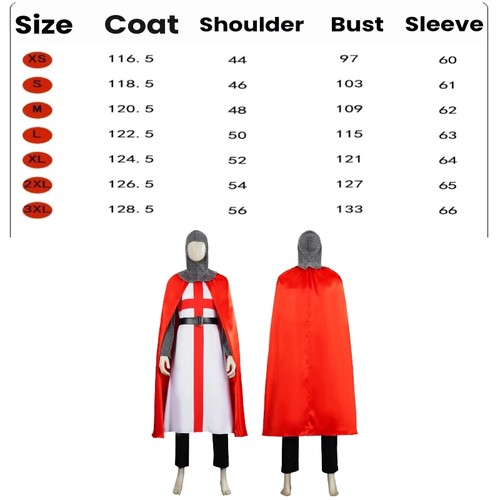Adult Medieval Crusader Knight Cosplay Costume Halloween Outfits Party Role Play - Picture 17 of 22