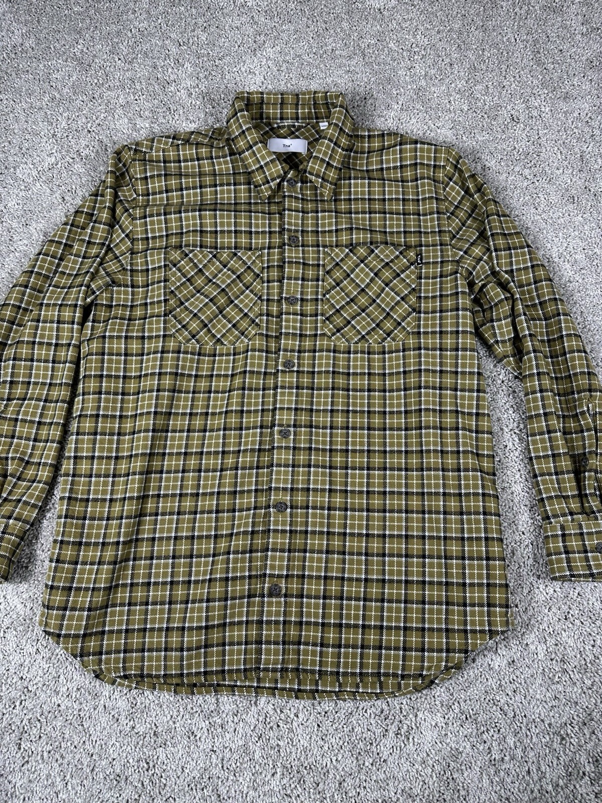 ARITZIA Tna Oversized Plaid Button Up Shirt Women Size Medium Organic Cotton
