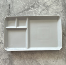 IKEA White Rectangular Ceramic 4-Compartment Serving Snack Plate, Shiny