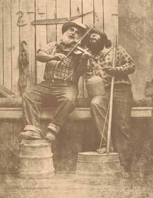 NEWLY FOUND! HENDRICKSON B&W SEPIA PHOTO PRINT Singing Farmers 11'' X 14'' Western