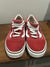 VANS Old Skool Red White Suede Low Top Athletic Sneakers Lace Up Solid