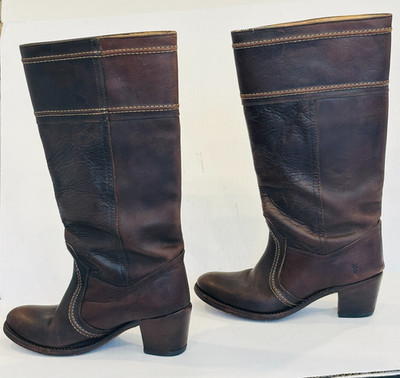 Frye 77231  Jane Stitch Riding Boots  Brown Leather Western Womens 10B Equestria