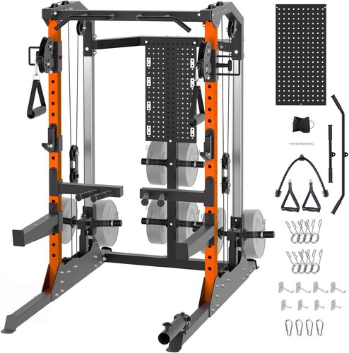 Power Rack Cage, Weight Rack with Dual Pulley Cable Crossover Machine ...
