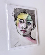 Original Painting Impressionism FINE ART PRINT GICLEE Watercolor Woman Signed