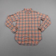 Vintage Polo Ralph Lauren Shirt Mens Medium Orange Plaid Flannel Western Snap