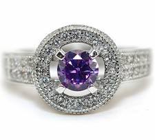 2CT Natural Amethyst  White Topaz 925 Solid Sterling Silver Ring Sz 7 MK6-8
