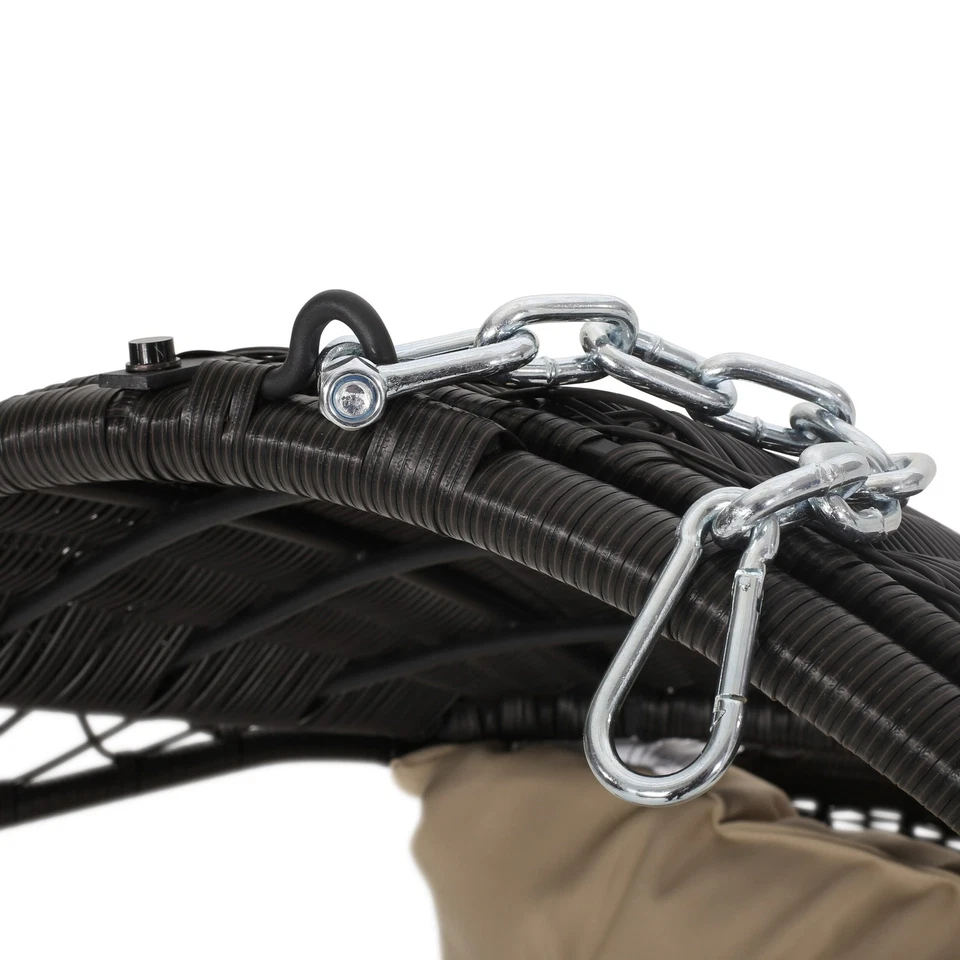 Malia Silla Colgante Exterior/Interior Mimbre con Cojín Marrón Claro + Marrón + Bei Foto 4 de 4