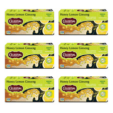 Celestial Seasonings Honey Lemon Ginseng Green Tea, Caffeinated, 20 Tea Bags Box