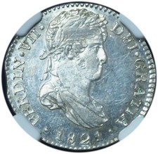 1821-NG M 1 Real Guatemala MS64 NGC - Proof-like Eye Appeal
