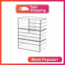 Yieach 3Pack Clear Drawer Organizers Stackable,Acrylic Storage Drawers With 10 D