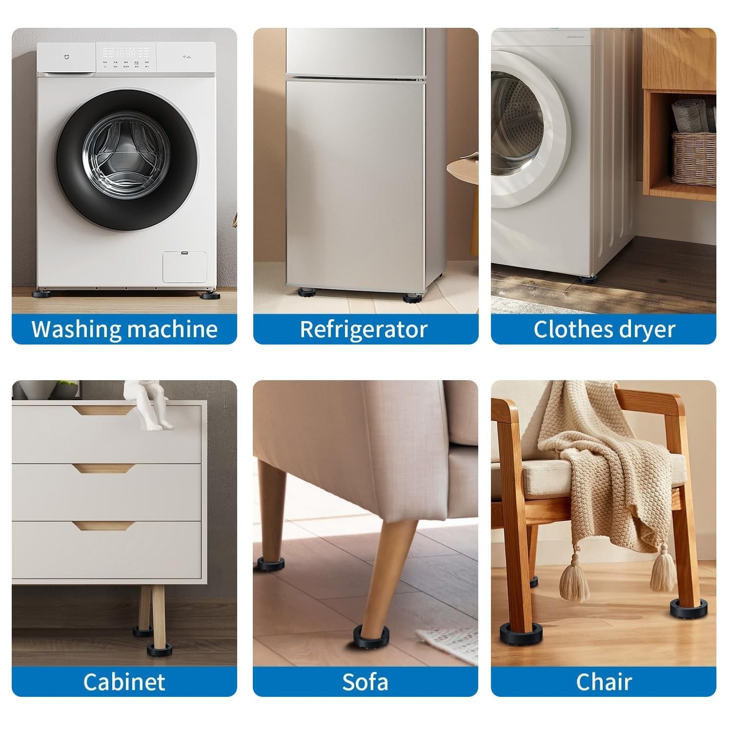 4 Coussinets Antivibrations en Caoutchouc Noir pour Machine à Laver Silencieuse - 3