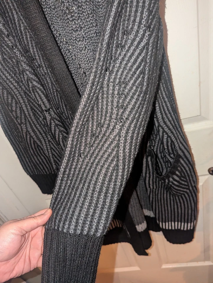 Cárdigan para mujer Simply Vera Vera Wang frente abierto dos bolsillos negro gris talla L Foto 4 de 4