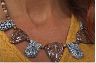 Jay King Sterling Silver Shitake Stone and Pinolite Necklace 18''
