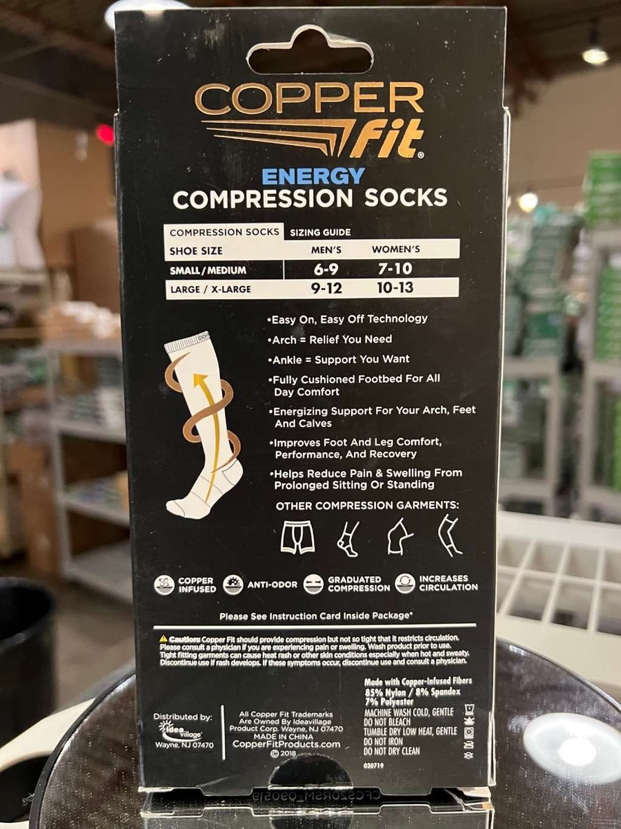 Copper Fit Unisex-Adult's 2.0 Easy-Off Knee High Compression Socks (Black)  Small | eBay