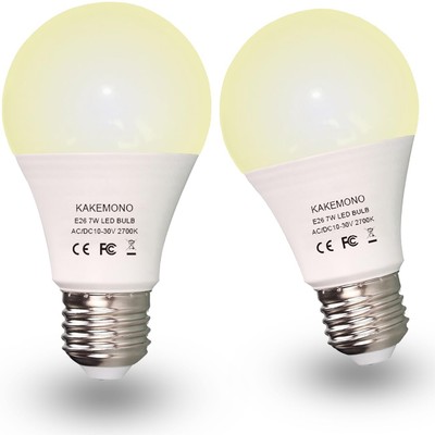 12V LED Light Bulb 7W AC/DC10-30V Low Voltage E26 Base 2700K Warm White,60wat...