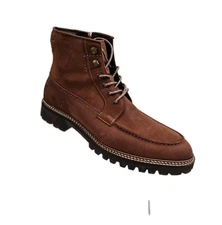 Flag LTD Marsen Moc Toe Leather Boots Side Zip Mens Size 10.5 M Brown Brazil New