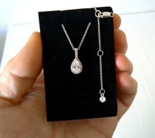925 Sterling Silver PEAR DROP TEARDROP ZIRCONIA PENDANT & CHAIN necklace zircon