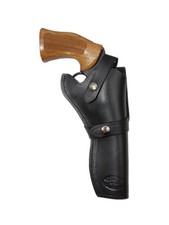 Barsony New Black Leather Western Style Gun Holster for 6 inch Revolvers Left