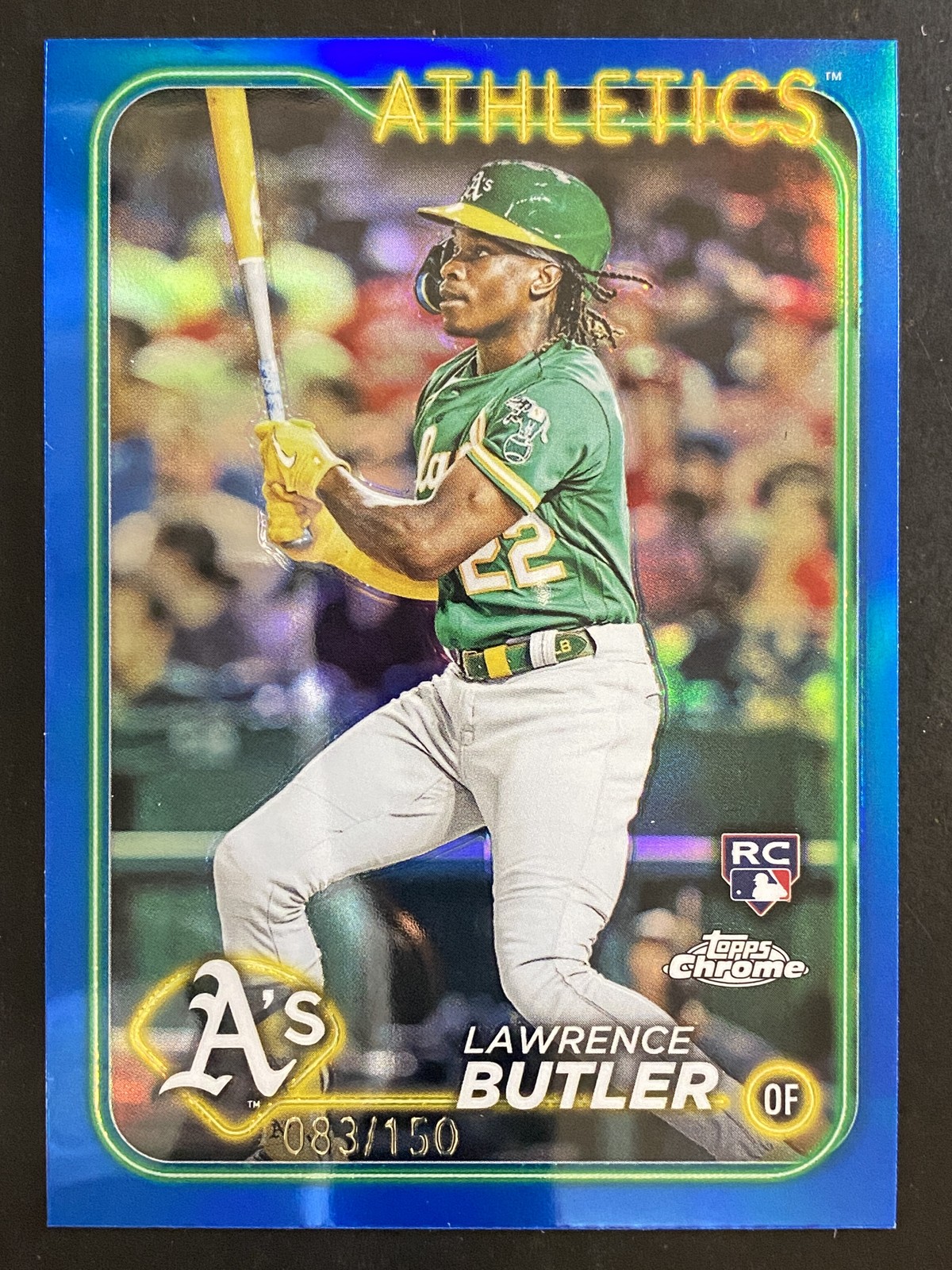Lawrence Butler 2024 Topps Chrome Blue Refractor Rookie /150 Oakland #5
