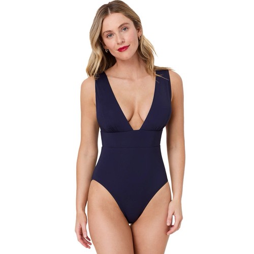 Andie Swim Mykonos One Piece Swimsuit V Neck Navy Blue XXL - Picture 2 of 12