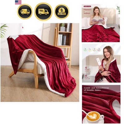 Electric Heated Throw Blanket 50'' x 60'', Soft Flannel Throw Blanket with 4 He...