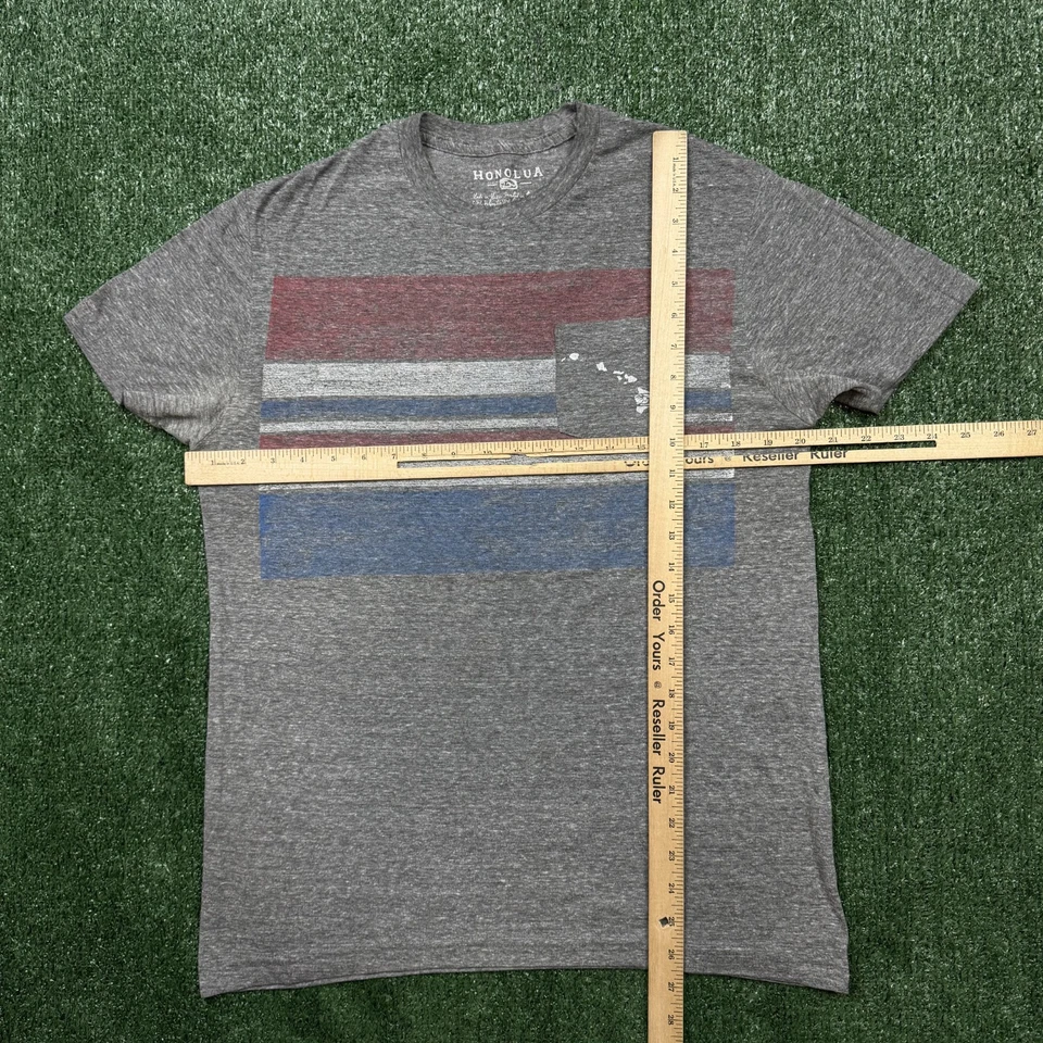 Honolua 图形口袋 T 恤男式 M 码灰色短袖弹力冲浪 T 恤 — 第 4/4 张图片