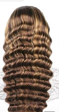 4/27 Deep Wave Lace Front Wigs Human Hair Honey Blonde Highlight Ombre Wigs