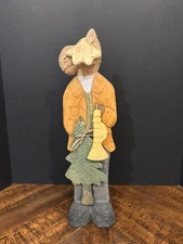 Hand Carved Wooden Moose Figurine Folk Art Rustic Standing Moose 19in Tree Horn