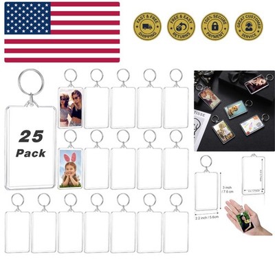 Acrylic Photo Frame Keychain Holder Photo Picture Insert Blank Keyring for DI...