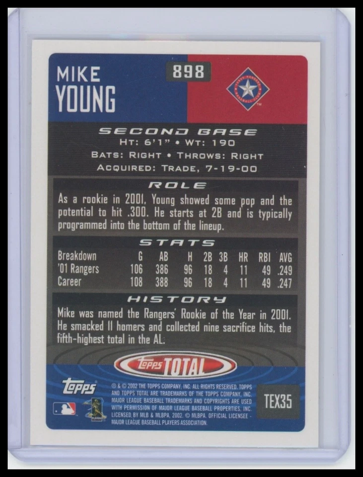 2002 Topps Total #898 Mike Young - Image 2 of 2