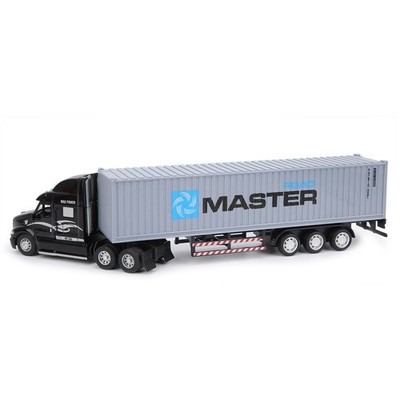 Alloy Simulation Container Car Model Kids Pull Back Car Toy with Sound Light(Bla