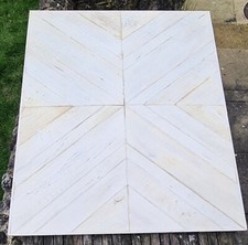 Lime Washed Rustic Distressed Solid Oak Parquet Panel Table Top Wall Art Decor  