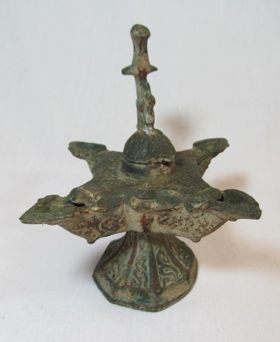 ANTIQUE Bronze Hanging Oil Lamp Middle Eastern Islamic Decoratjve Casting - Picture 8 of 14