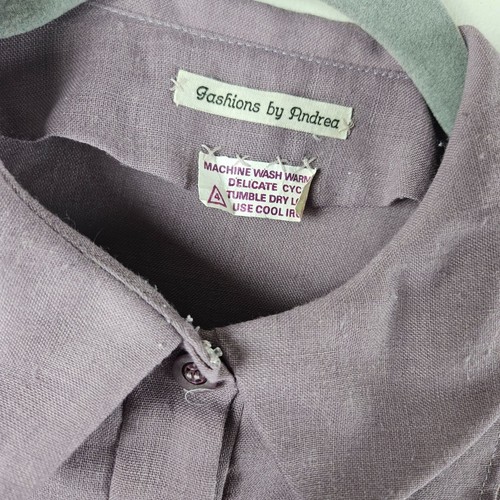 VINTAGE RUFFLED BUTTON UP BLOUSE Womens L Puff Sleeve Collar Cottagecore Country - Picture 3 of 11