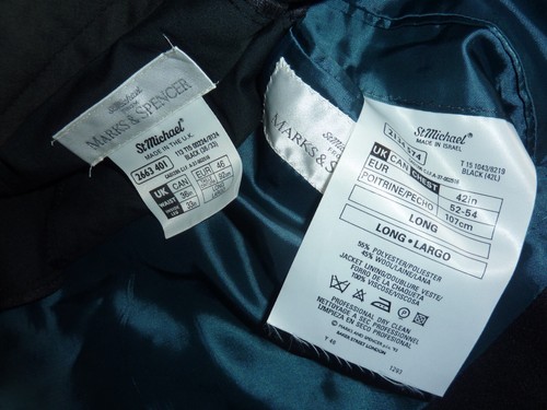 Marks & Spencer Tuxedo Suit 42 L Black Dinner Evening Jacket Trousers W 36 L 33 - Picture 8 of 9