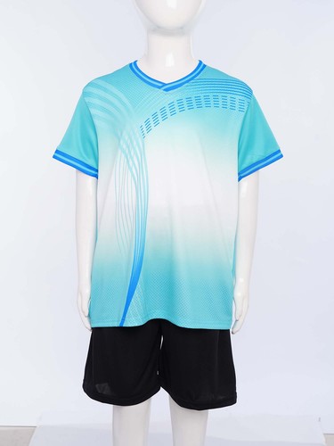 Kids Boys Activewear Tracksuit Football Training V-Neck T-shirt with Shorts Set - Picture 39 of 82