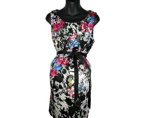 Motherhood Maternity White Black Pink Blue Floral Knee Length Sheath Dress Large - Picture 13 of 13