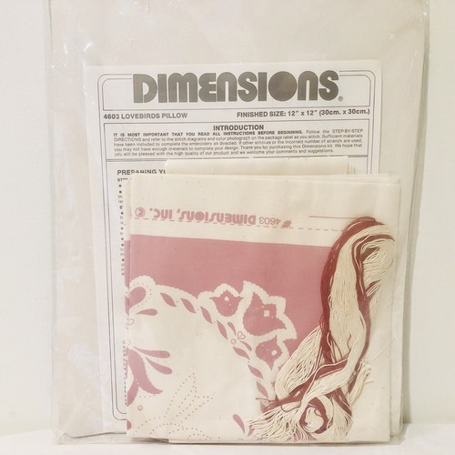 Dimensions Lovebirds Pillow Kit DIY Mauve Twilling Loveknot Doves #4603 Vtg New - Picture 4 of 7
