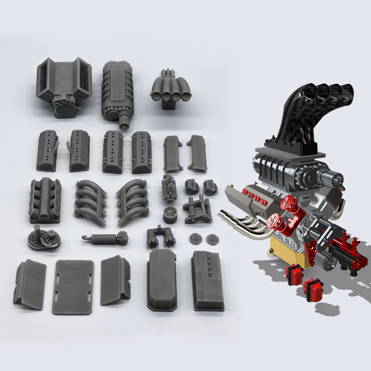 1/24 - 1/25 Top Fuel Hemi Supercharged Engine Resin Kit for 1/24 - 1/25 Top Fuel Hemi Supercharged Engine Resin Kit for