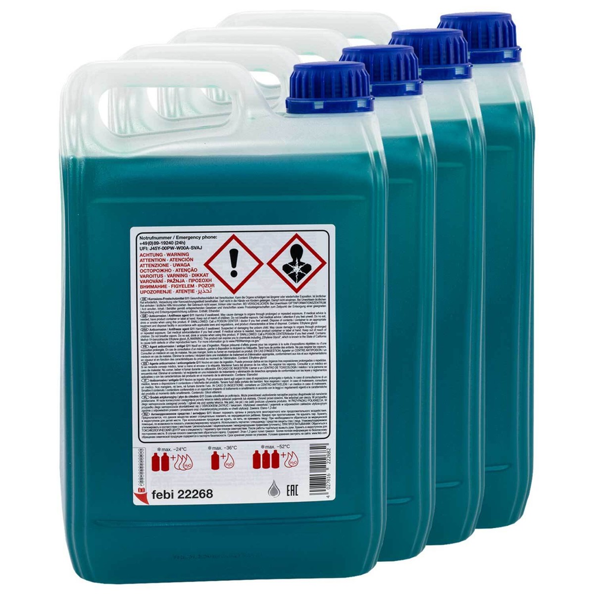スーパーポエット16 Kühlerfrostschutz Konzentrat Febi G11 4 X 5 Liter Blau für