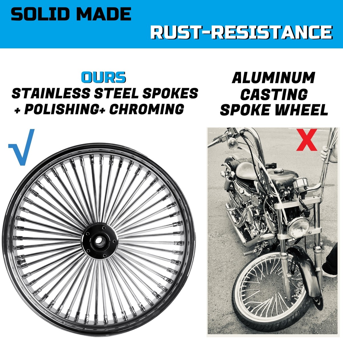 SHARKROAD 21*3.5'' Anti-rust Spoke Single Disc Front Wheel Rims