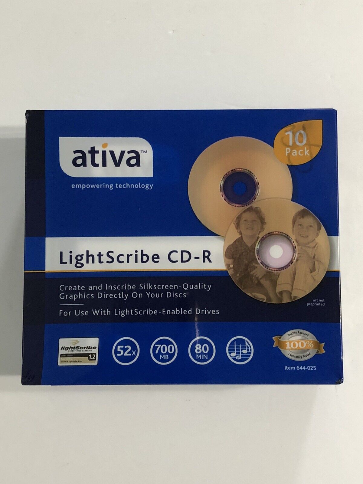 Blank CD  in Jewel Cases Ativa Lightscribe CD-R (10 Pack) 52X 700MB 80 Min New
