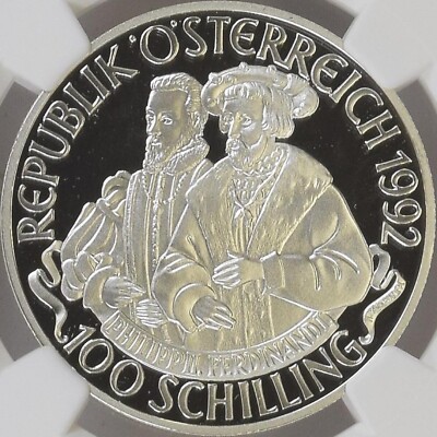AUSTRIA. 1992, 100 Schilling, Silver - NGC PF69 - Millennium
