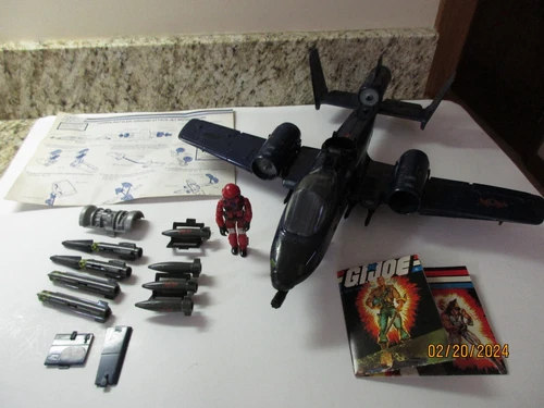 GI Joe 1984 Cobra Rattler Ground Attack Jet  W/ Wild Weasel Blueprints & Book