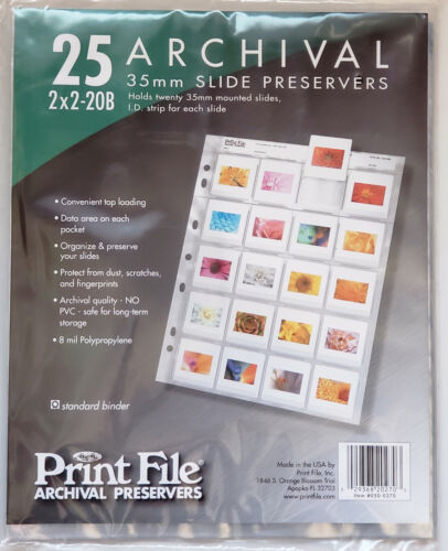 Plik do druku 2x2-20B Archiwalna strona przechowywania na 20 slajdów foliowych Opakowanie 25 #050-0270 - Zdjęcie 1 z 4