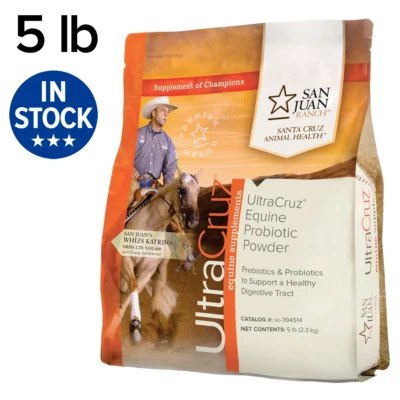 UltraCruz Equine Probiotic Supplement for Horses, 5 lb, Powder (150 Day Supply)